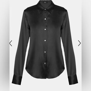 NWT THEORY Perfect Fitted 2 Stretch-satin Button-down Blouse P/XS $295